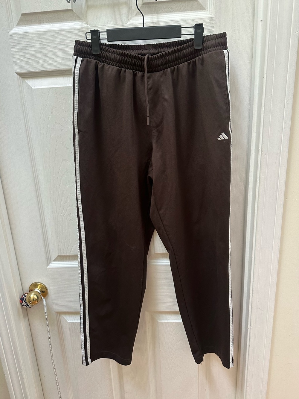 Adidas Brown Track Pants White Side Stripes l large womens
